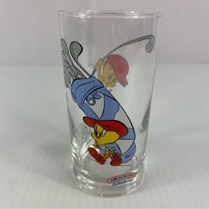 Looney Tunes Smuckers Collectible Small Juice Glass Tweetybird Golf Vtg 1998